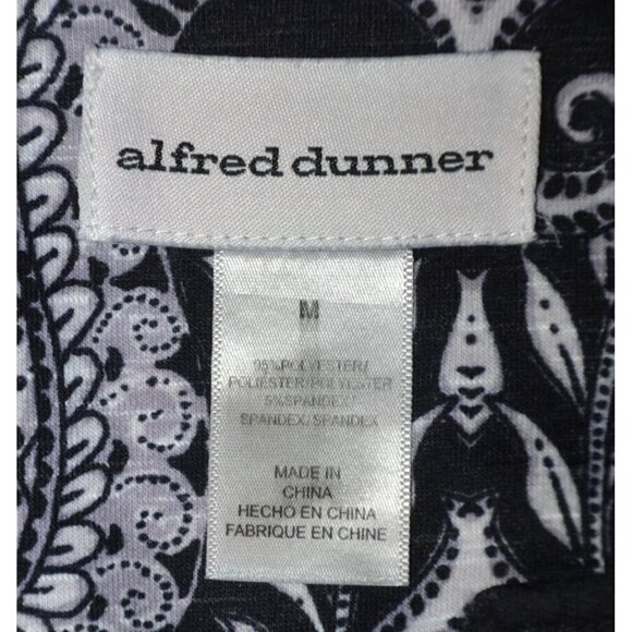 Alfred Dunner Ladies M Knit Top Tunic Black & Red Floral V-Neck Pullover Blouse - Picture 10 of 11